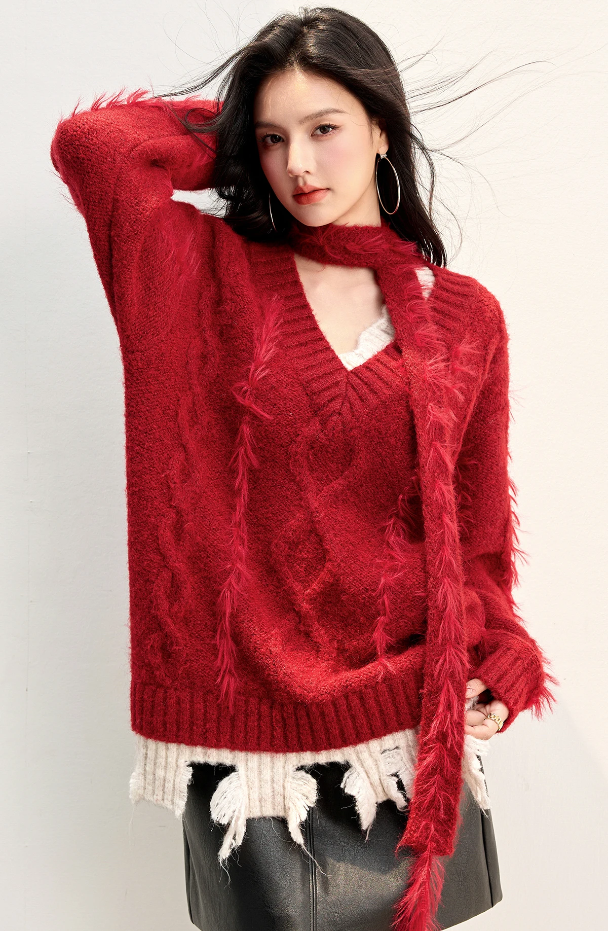 

Women Sweaters Long Sleeves Loose Pullovers Korean Color Block O-neck Patchwork Female Knitted Top Autumn Winter 2025