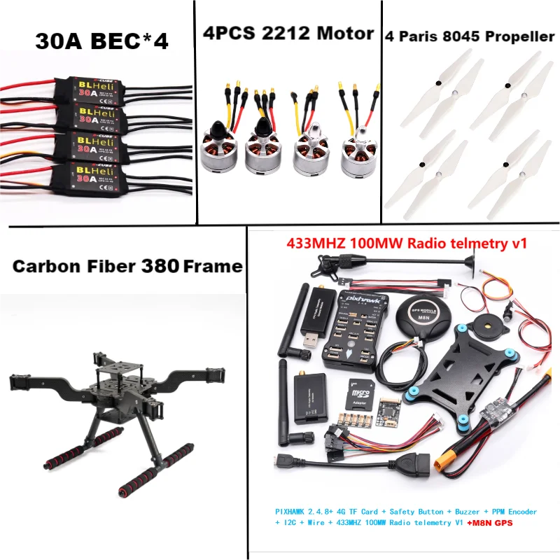 RctoSky PIXHAWK 2.4.8 M8N เปิดสมาร์ท Drone FLY 380 MMpix quadrotor upturned Rack