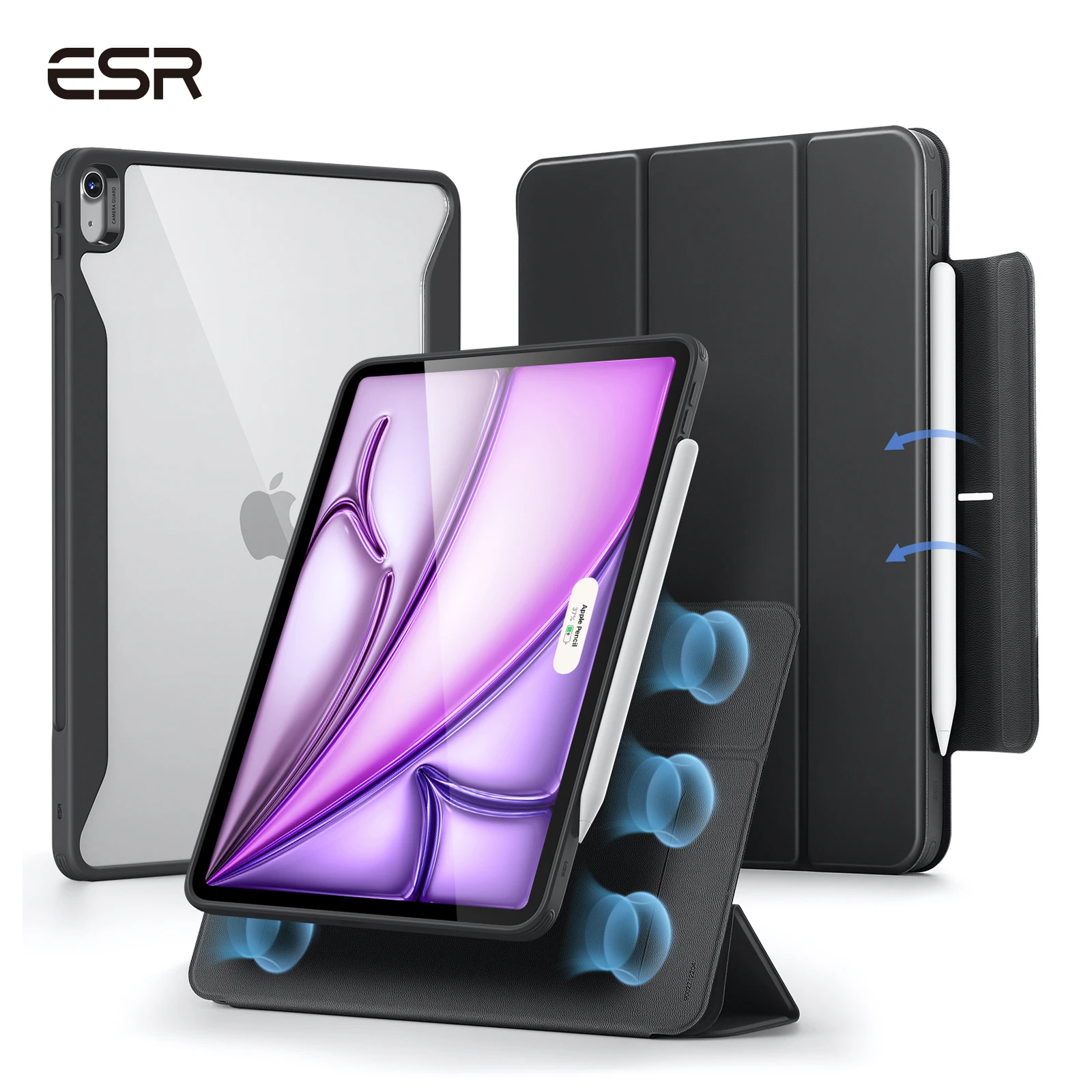 �y�Z�[�����ziPad Pro 13/11�C���`�P�[�X�i2025/2024�j�pESR�A�y���V���z���_�[�t���A���O���\�ȃ}�O�l�b�g���w�ʃJ�o�[�AAir 13/11��Pro 12.9/11��Air5/4�Ή�