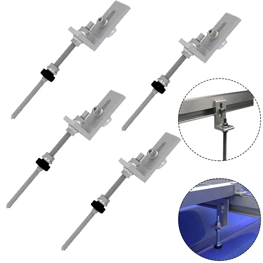 4Pcs 200/250mm Pole Screws With L Adapter Plate Solar PV Trapezoidal Sheet Metal Roof Fixture Solar Panel Racking Mounts NEW