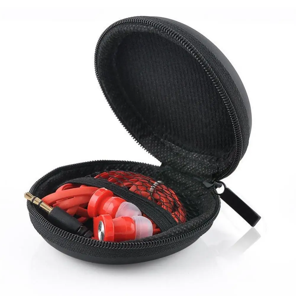 Mini sac de rangement rond portable pour câble d'écouteur et données USB, étui de poudres à fermeture éclair, mini coque rigide pour téléphone de sauna