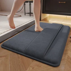 Thickened absorbent bathroom mat non-slip furry coral fleece back wipeable quick-drying mat bathroom foot mat bath foot mat
