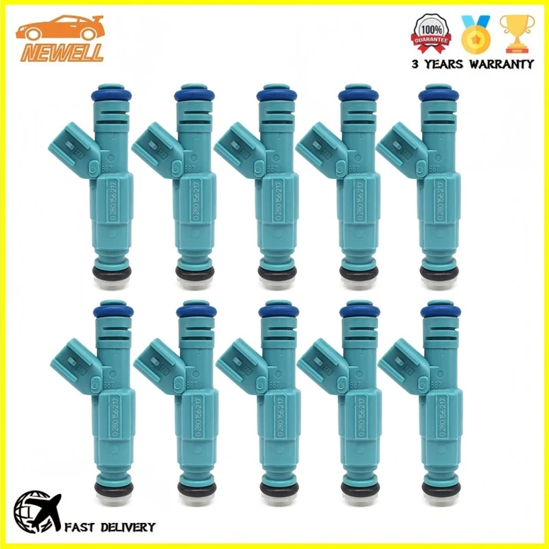 10pcs 0280156217 4C2E-D5A 4C2E-9F593-D5A Fuel Injector For 2004-2007 Ford E-350 Club Wagon E-350 Super Duty E-450 Super Duty V10