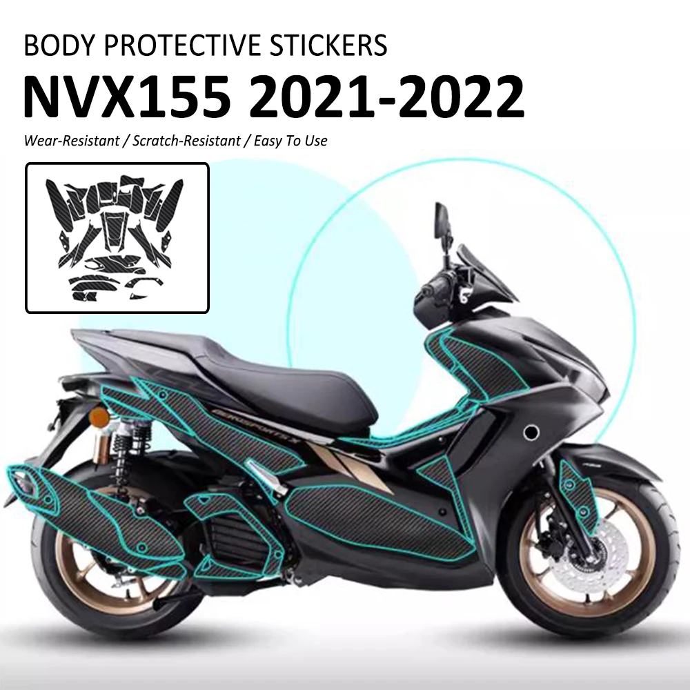 NVX155 Motorcycle Body Anti Scratch Rubber Carbon Fiber Pattern Decorative Protective Sticker Pad For Yamaha NVX 155 2021 2022