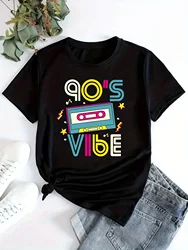 90s Vibes Print T-Shirt Crew Neck Casual Short Sleeve Top for Summer and Spring Ropa Mujer Women's Clothing My Body My Choice