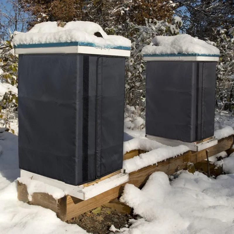 A98E-Waterproof, Winter Bee Hive Wrap 2PCS For 8 And 10 Frame Beehives-Oxford Cloth Adjustable Windproof Black