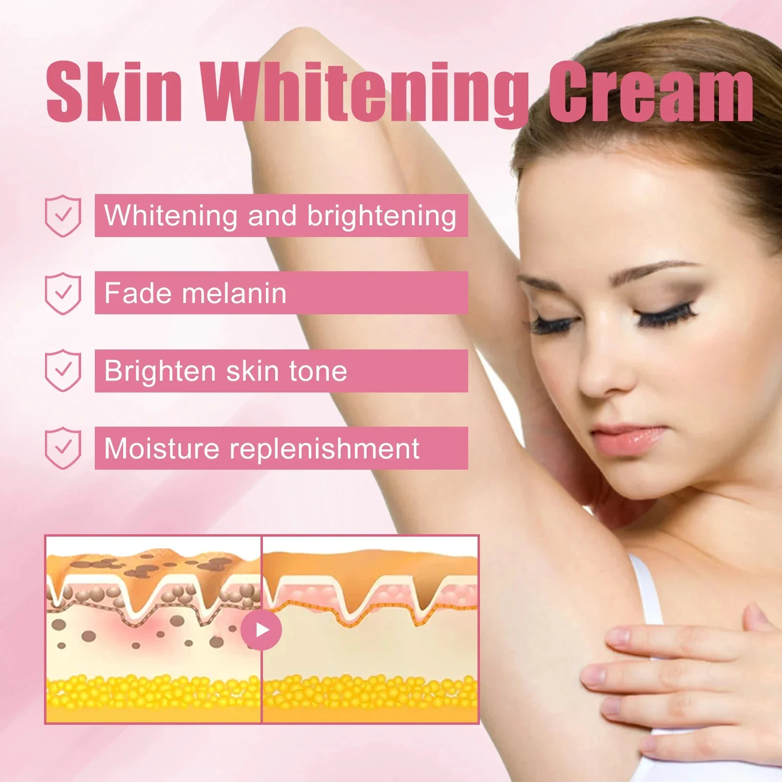 

Body Whitening Bleach Cream Brighten Underarm Elbow Knees Joint Removal Intimate Parts Dark Spots Melanin Snow Bleach Cream