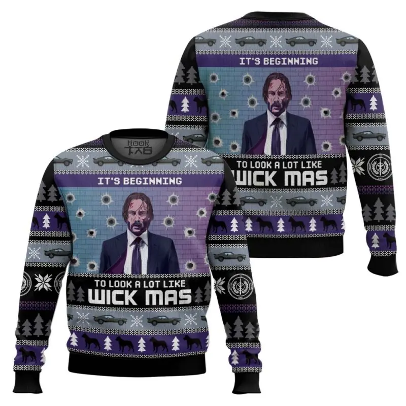 It’s Beginning To Look A Lot Like WickMas John Wick Ugly Sweater Funny Xmas Party Pullover for Men Women Holiday Gift 2026