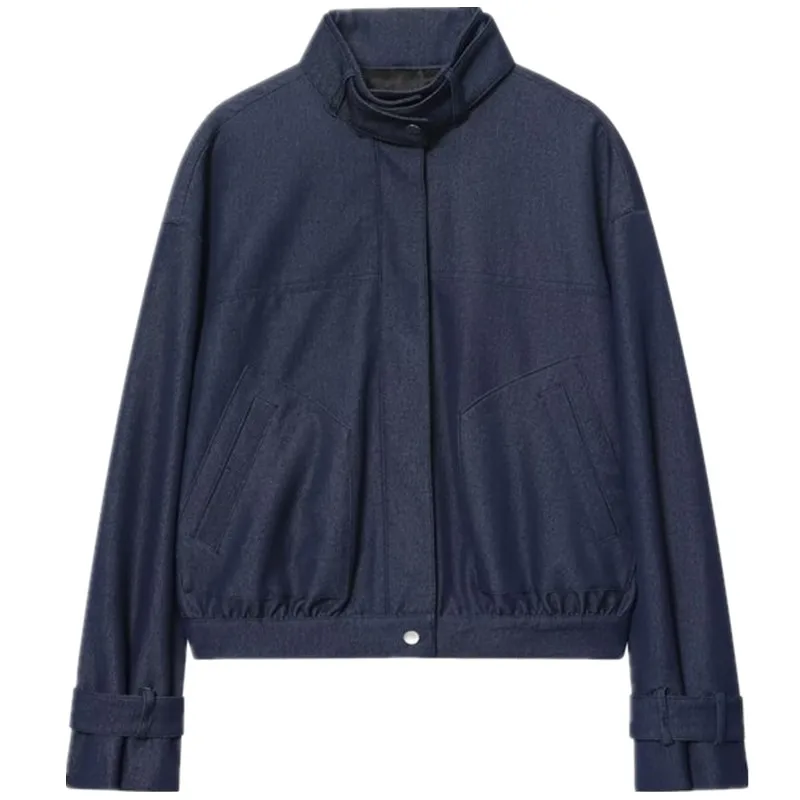 Winter Nieuwe Dames Casual Stand Kraag Pilot Jaet Bovenkleding Veelzijdige 2025, Herfstcollectie Lange Sve Rits ort Jas