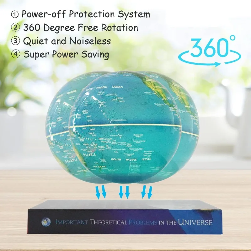 Magnetisch Schwebender Globus mit Farbigen LED-Lichtern, Rotierender Weltkarten-Globus mit Buchständer für Zuhause und Büro, für Männer, Jungen und Mädchen
