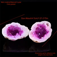 1PC Natural Agate Plated/Electroplated Cornucopia Crystal Cave Raw Stone Bare Stone Display Mineral Specimen Decoration Fortune 2