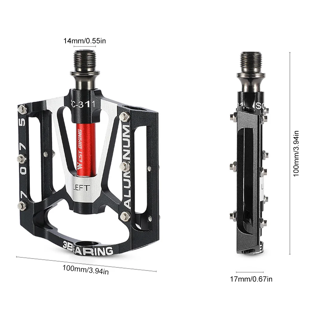 Bicycle Pedals 3 Bearing Sealed Non-Slip MTB Pedals Aluminum Alloy Flat Pedals Widen Bicycle Footboard Waterproof Bike Parts