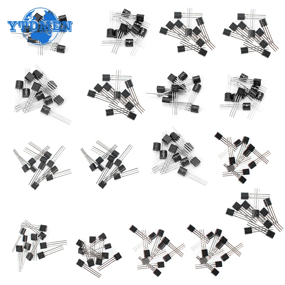 170Pcs 17 Values Transistor Assorted Kit TO-92 S9012 S9018 A1015 A42 A92 C1815 2N5401 C945 S8050 S8550 Transistor Kit NPN PNP