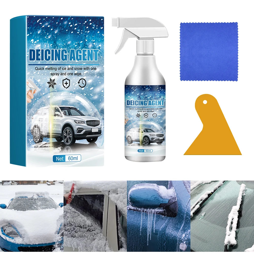 Auto Windshield Deicing Spray Snow Melting Spray Windshield De-Icer Fast Ice Melting Spray 60ml Defrosting Anti Frost Car Spray