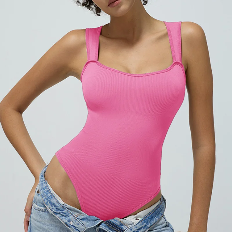 

GUUDIA Sexy Summer High Waist for Women Cupless Comfortable Square Collar Shapewear Ultra Elastic Slim Thong Shapewear Jumpsuit