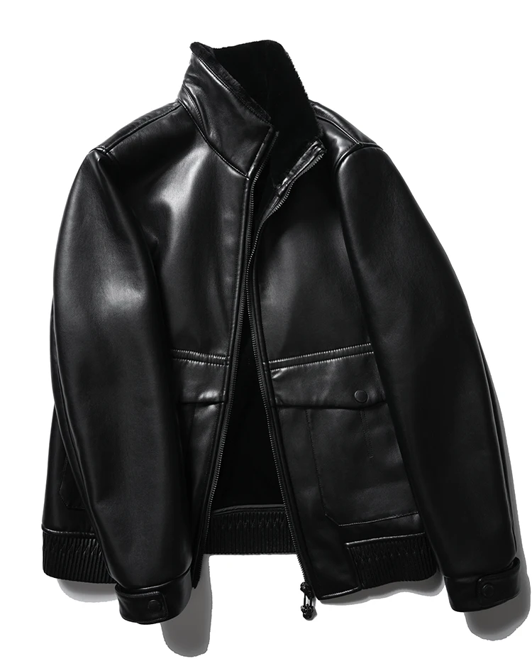 Classic B3 Men's Fur Jacket Warmth in Protein Leather Plant Mink Integration Stylish Urban Winter Outerwear Zipper Closure