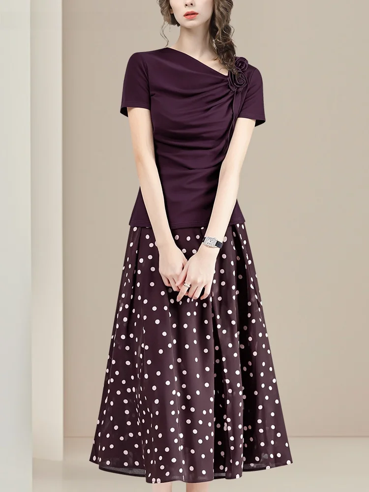 เสื้อยืดผู้หญิง Ele รุ่นซัมเมอร์ 2025 ลายดอกไม้ ดีไซน์เรียบง่าย เนื้อผ้าคุณภาพดี สวมใส่สบาย