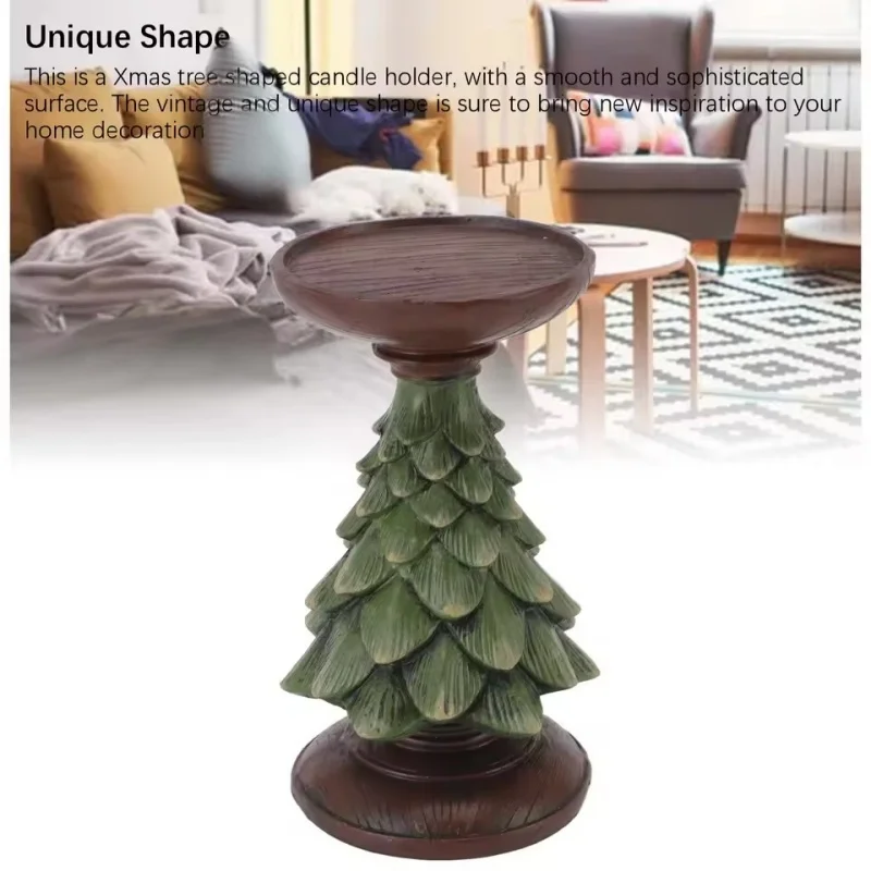 

European Style Christmas Tree Candle Holder - Resin Craft, Perfect Table Decor for Living Room, Kitchen &Xmas Festive Atmosphere