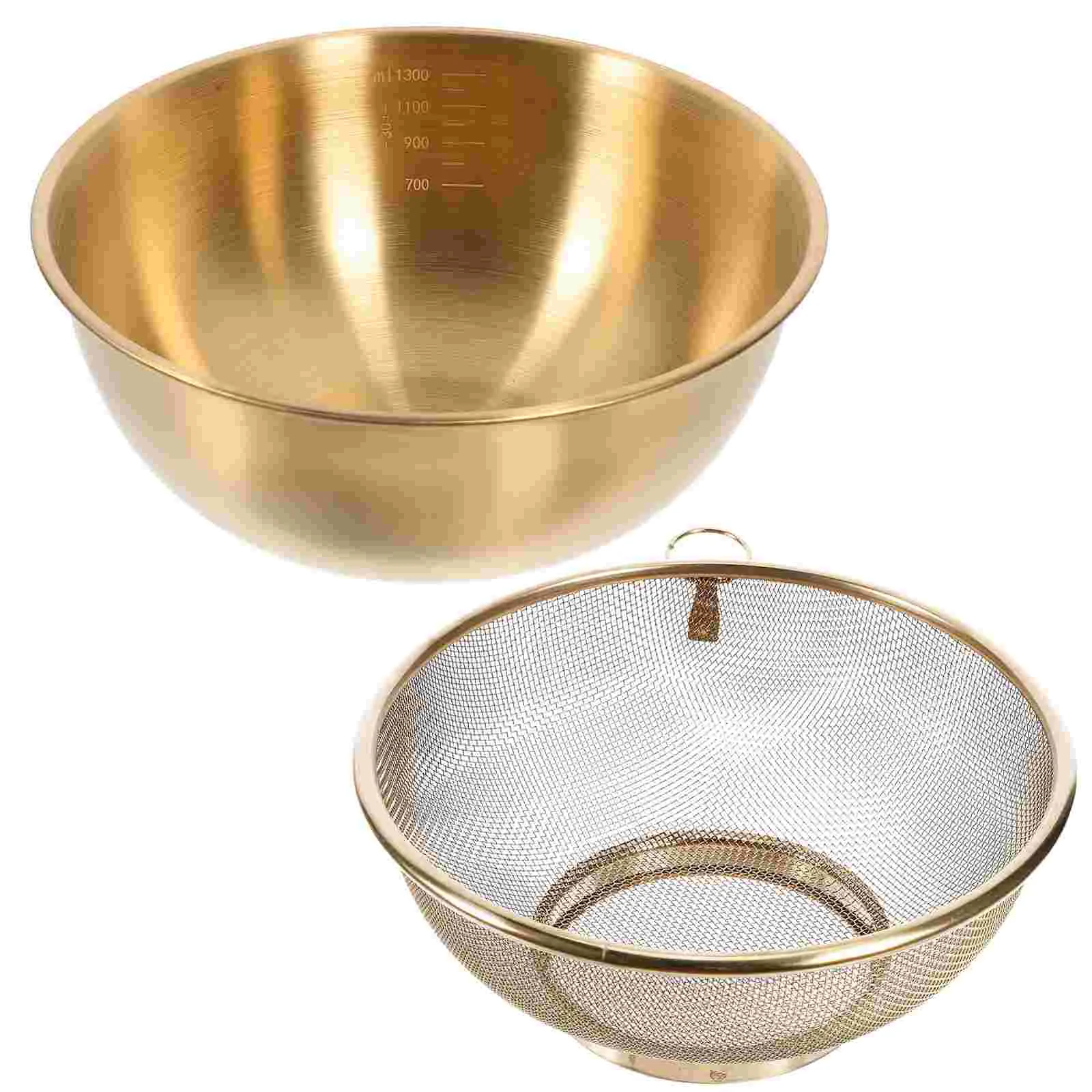 

2 Pcs Stainless Steel Drain Basket Kitchen Basin Rice Washing Artifact Fruit Strainer Colander Set Mesh Fettuccine Pasta