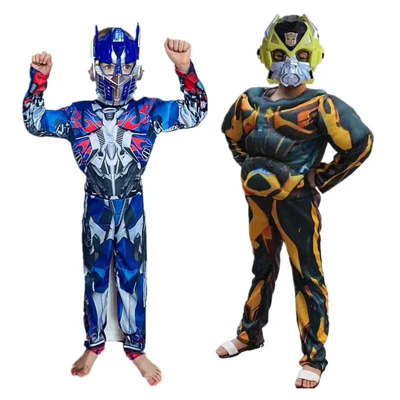 Movie Character Transformer Robot Fantasy Muscle Costume Boys Girls Superhero Movie Character Costume Halloween Cosplay Mask Jum