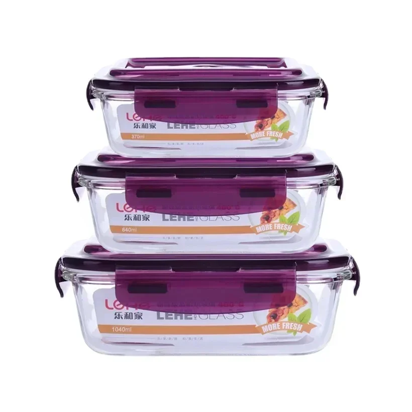 Microwave Oven Heating Lunch Box for Office Worker Leakproof Glass Box Lunch Set Round with Lid Seal Health Food Container