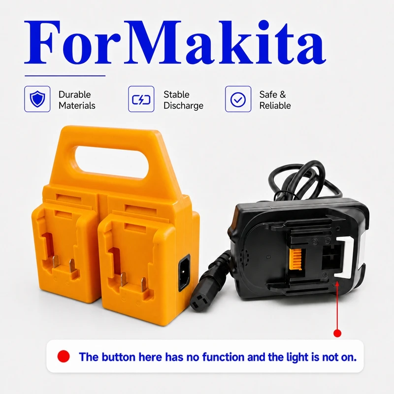 Adapter do akumulatorów Dewalt 18V i 20V, rozdzielacz z 4 gniazdami, kabel o długości 1,45 m, reduktor wagi, kompatybilny z narzędziami Makita i Milwaukee. — zdjęcie produktu 9