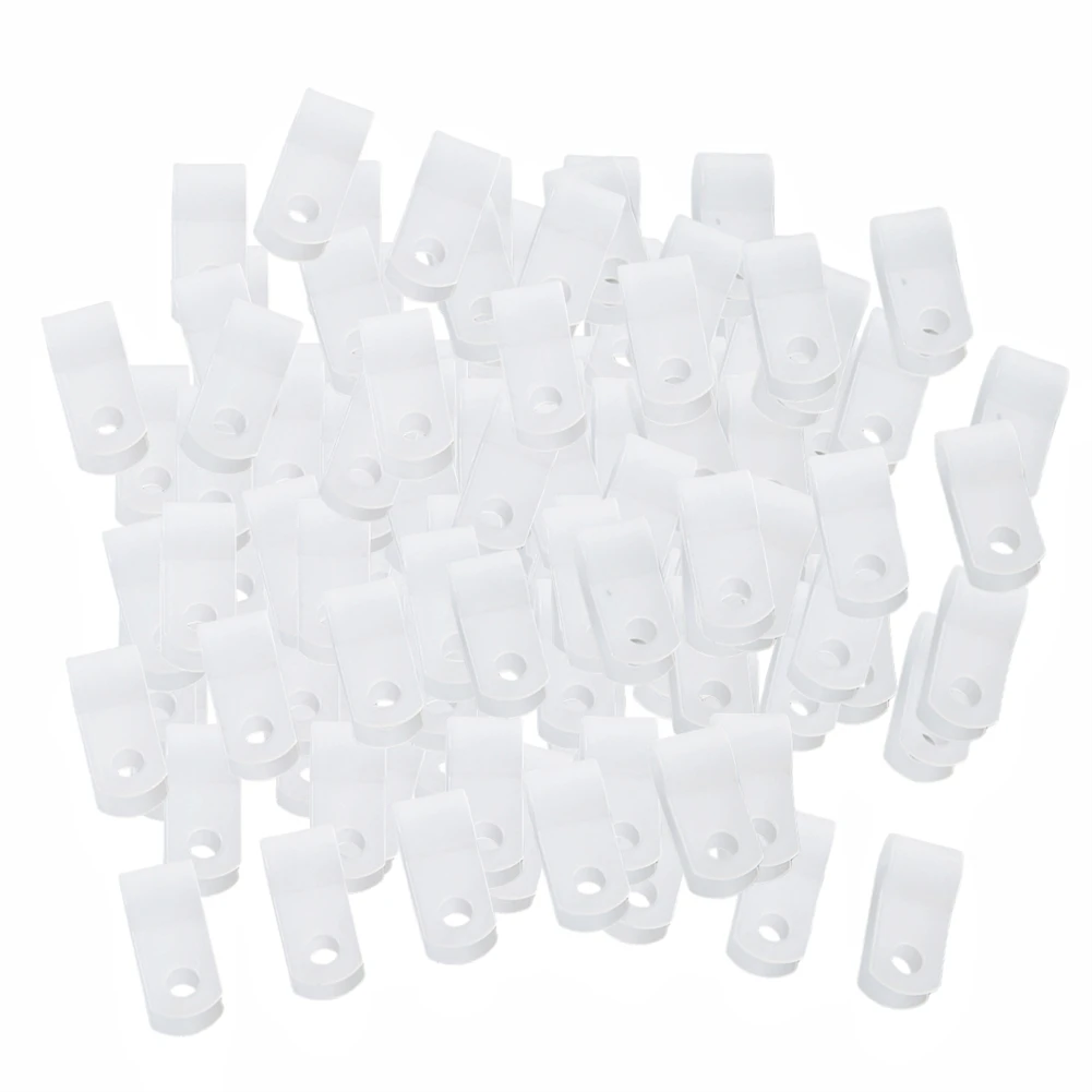 100Pcs Plastic Dutch Oven Lid Stacking Storage Display Protector Clips Plastic Bumpers 21x9.5mm White Home Storage