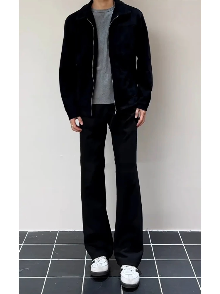 

Bla American Sle Casual Pants Men's Spring Cleanfit Loose Straight Leg Trousers Asymmetrical Hemline Comfortable Fit
