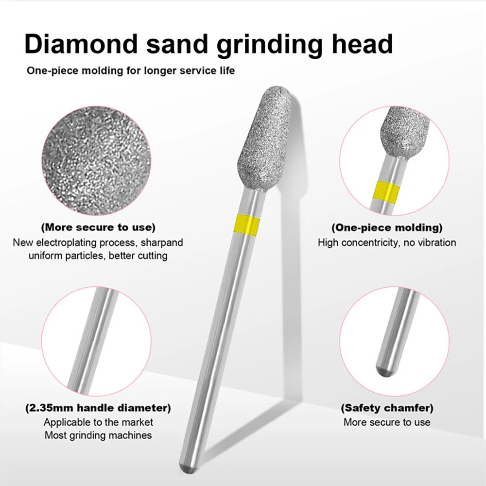 Zestaw 6 frezów do paznokci z etui, profesjonalne narzędzia do manicure i pedicure o różnych kształtach, diamentowe polerowanie, usuwanie skórek.