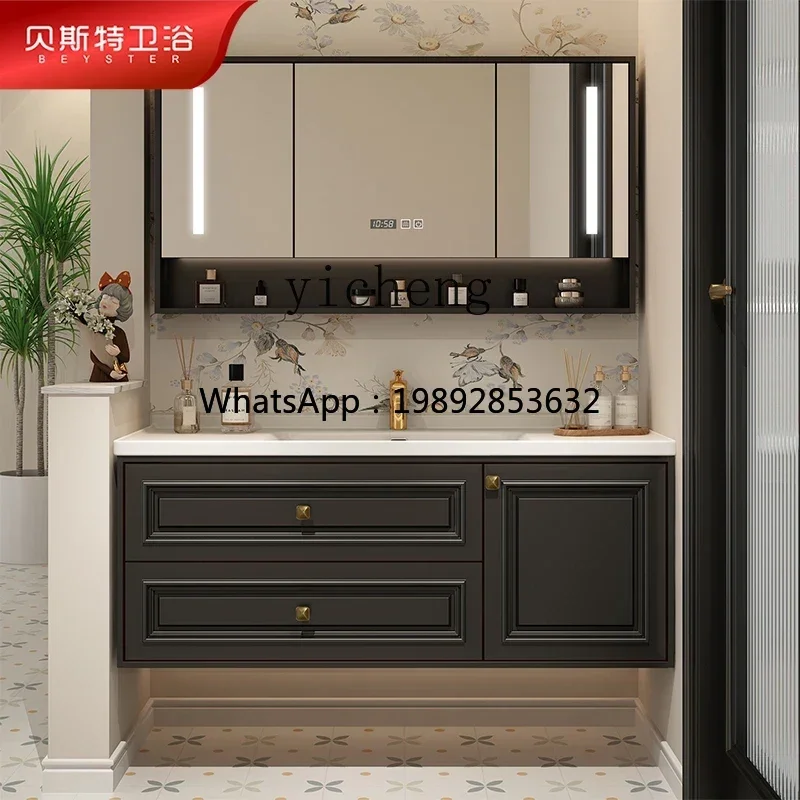 

light luxury oak ceramic integrated basin bathroom cabinet combined bathroom wash basin cabinet washstand