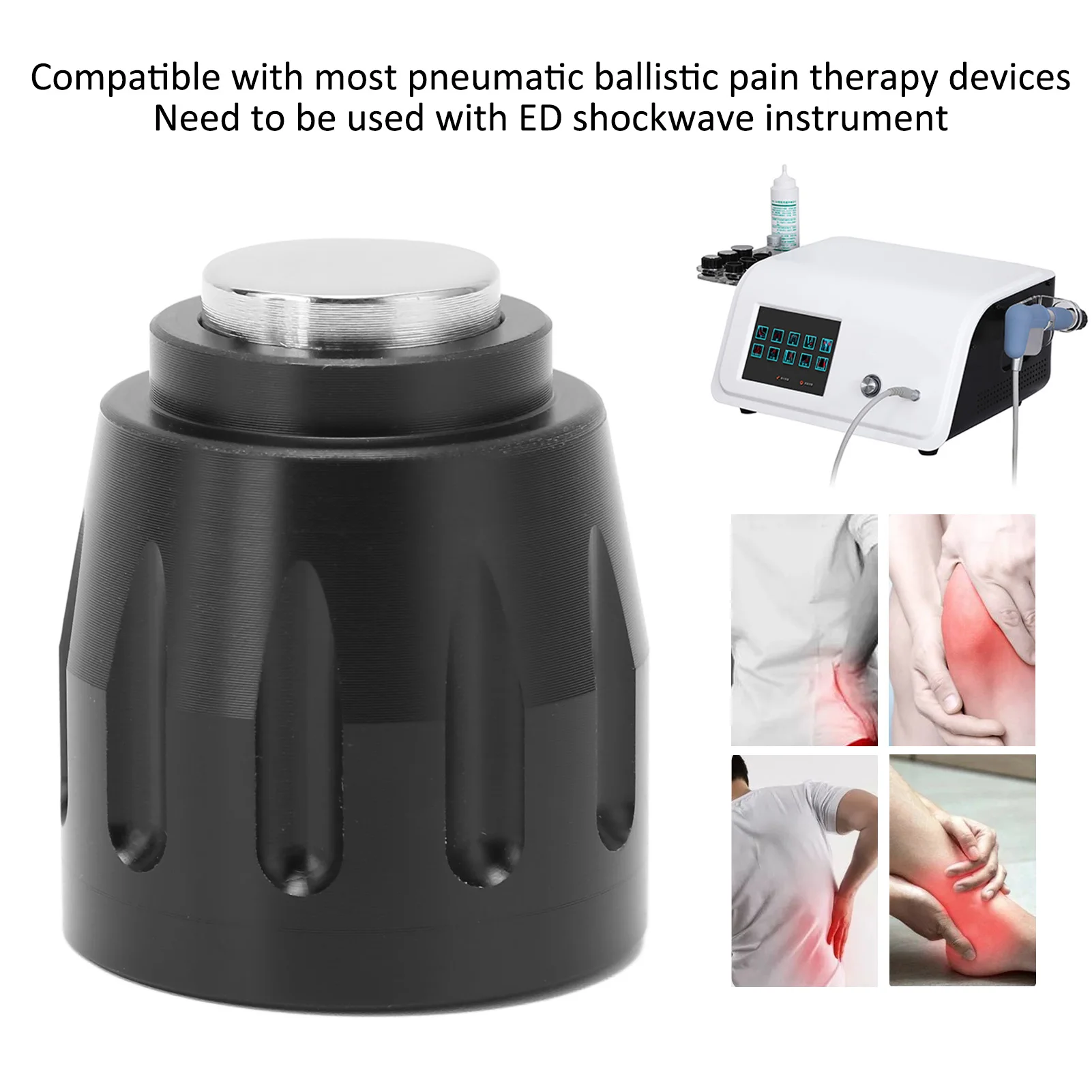 Shockwave Therapy Massage Probe Stainless Steel Replacement for Pneumatic ED Shockwave Therapy Machine Accessory Pain Relief