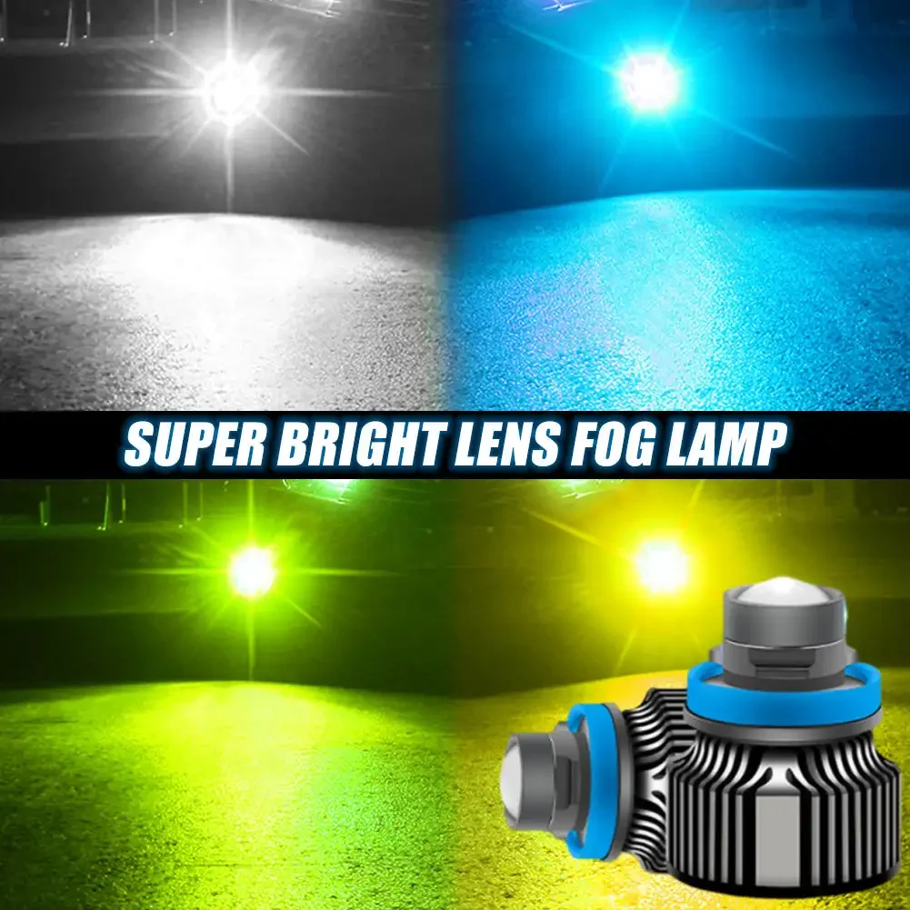 Car LED Fog Light Bulb H7 H11 H8 H9 9006 HB4 Lens Led Headlight 12V Car Driving Lamp White Yellow Ice Blue Turbo Fog Lamp