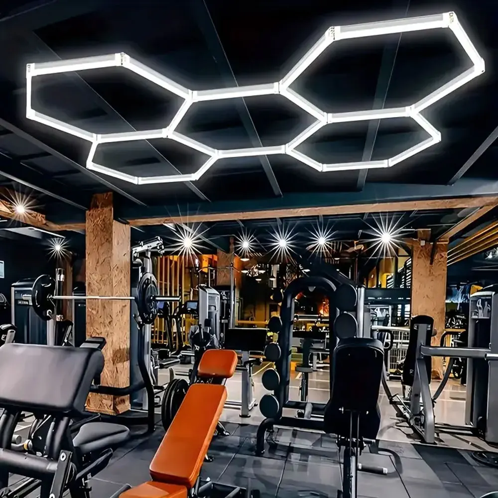 Garage Wabenförmige Sechseckige LED-Deckenleuchte Weißes Licht Superhell 6500K Farbtemperatur zur Deckenmontage, Geeignet für Garagen – Detail 2