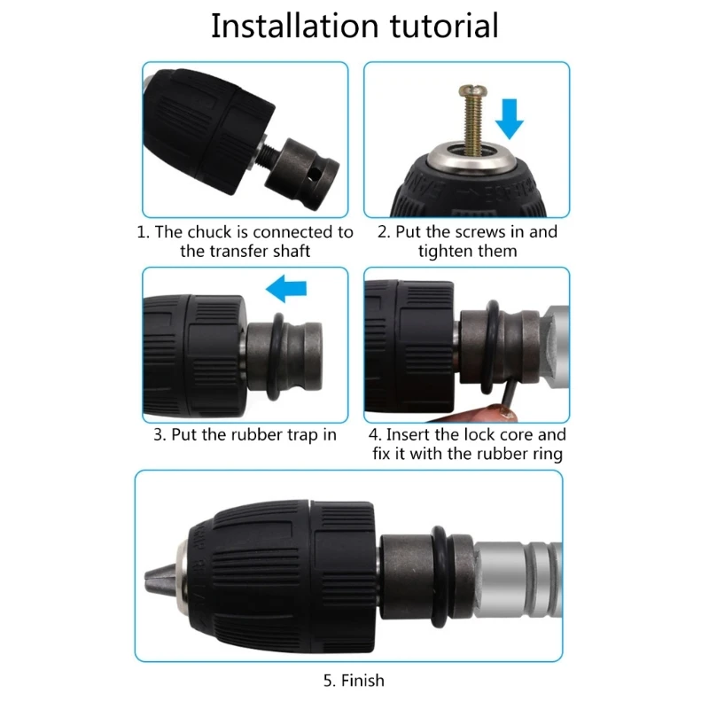 0.8-10mm Precise Keyless Drill Chuck Converter 3/8"- 24UNF Thread Adapter Shank 1/4"