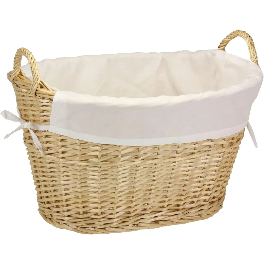 ML-5569 Willow Wicker Laundry Basket with Handles and Liner |