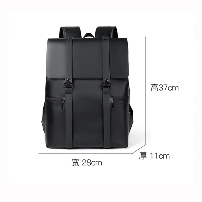 Casual Daypack Fashion Black Leather Men Backpack Travel Bag School S Large Laptop Soft Skin 14 Backpack Mochilas Masculinas