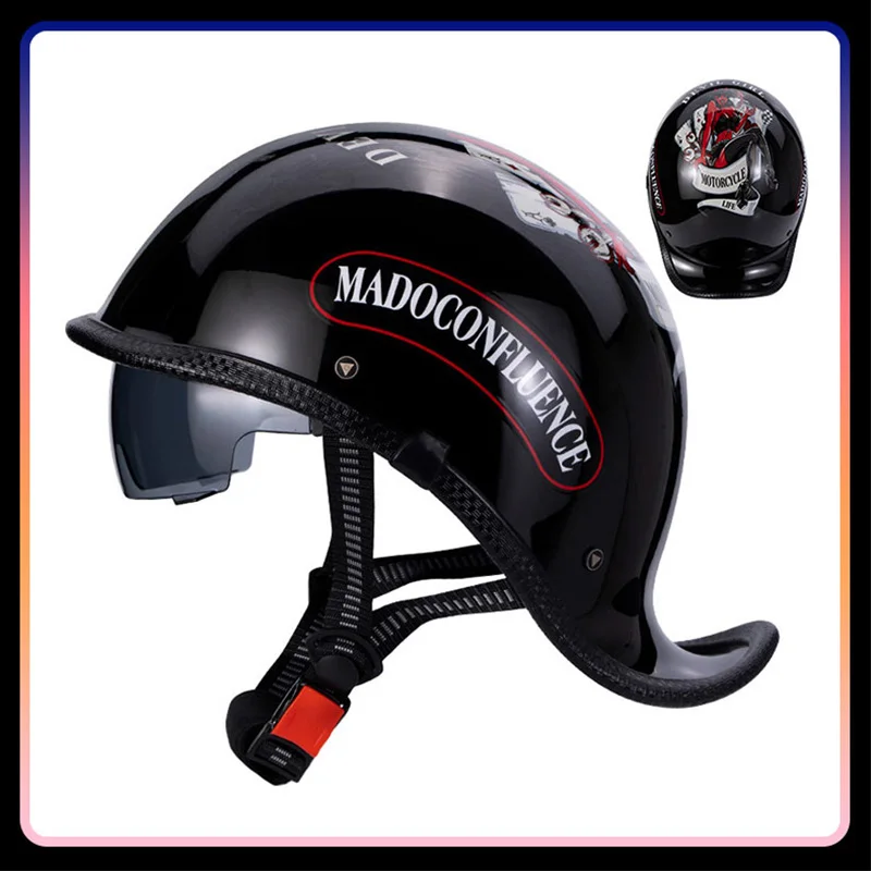 

Motorcycle Helmets 1/2 ABS Shell Vintage Half Face Helmet Moped Scooter Adult Men Women DOT Certified Low Profile Half Open Helm