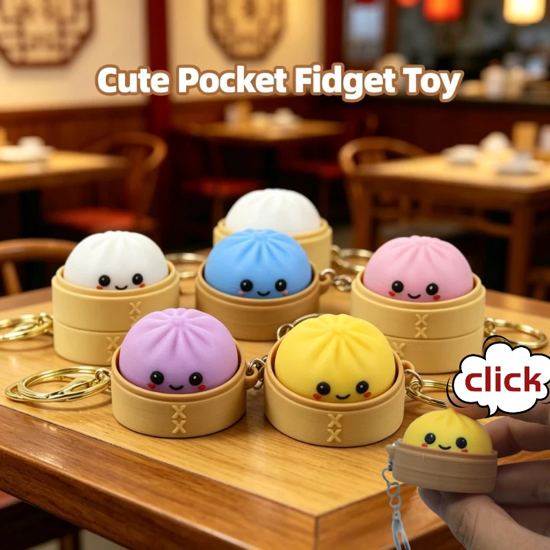 1~5PCS Simulation Dumpling Keyboard Clicker Stress Relief Toy Cute Keychains Decoration Gifts Emotion Fidgets Toy Mini Pendant