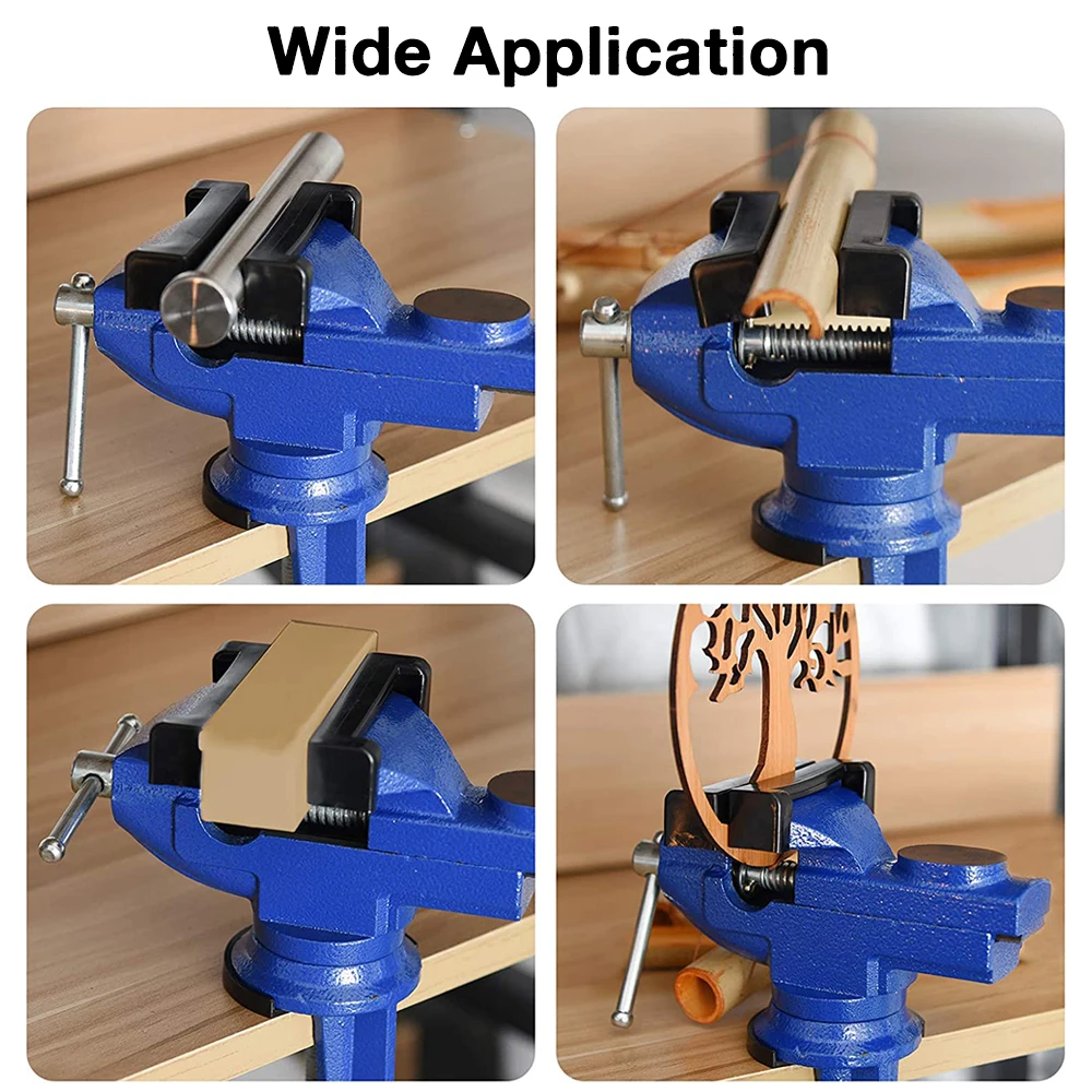 Tornillo de banco de hierro fundido, herramienta de abrazadera pesada multifuncional para bricolaje, ancho de mandíbula giratoria de 360 grados,