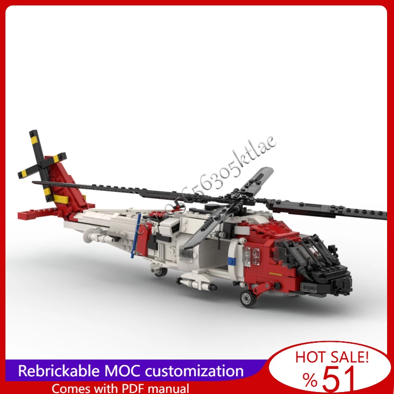 

872 детали MOC Air Rescue Series SH-60 Jayhawk, модель вертолета с двумя двигателями, собранная, обучающая, креативная для детей, игрушки, подарки