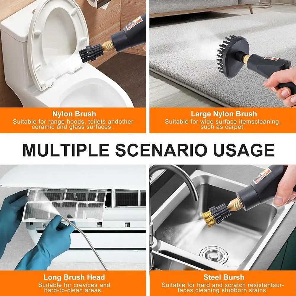 منظف بخار محمول بالضغط العالي 2500 وات تسخين سريع 15 ثانية تنظيف عميق 6 سرعات قابلة للتعديل منظف متعدد الأسطح 9 قطعة