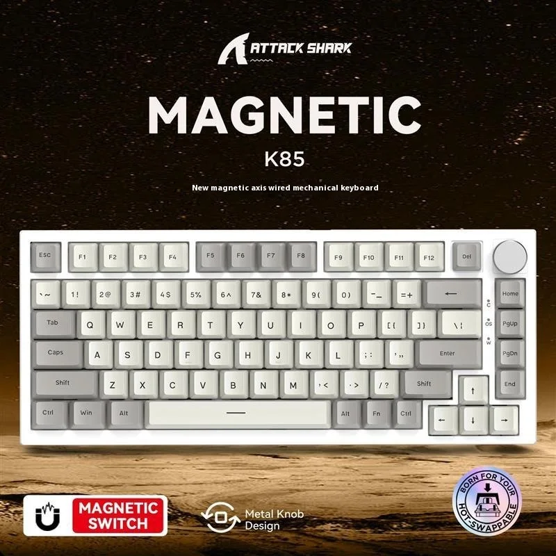 

Attack Shark K85 82 Key Gaming Magnetic Axis Mechanical Wired Keyboard Custom Pbt Keycap Rt Mode Rgb Adjustable Boys Gift