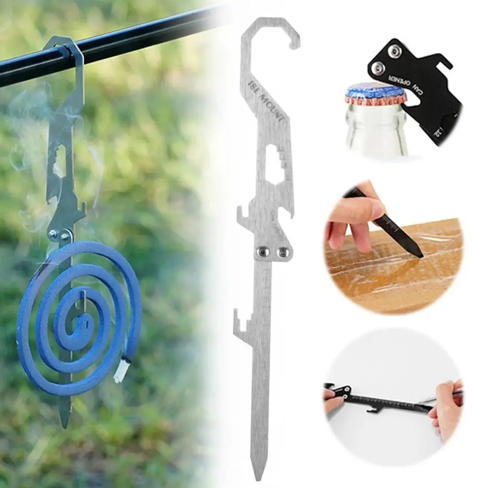 

Creative Tent Ground Stakes Foldable Portable Outdoor Tent Nail Bottle Opener Hook Design Mosquito Coil Holder Camping Supplies