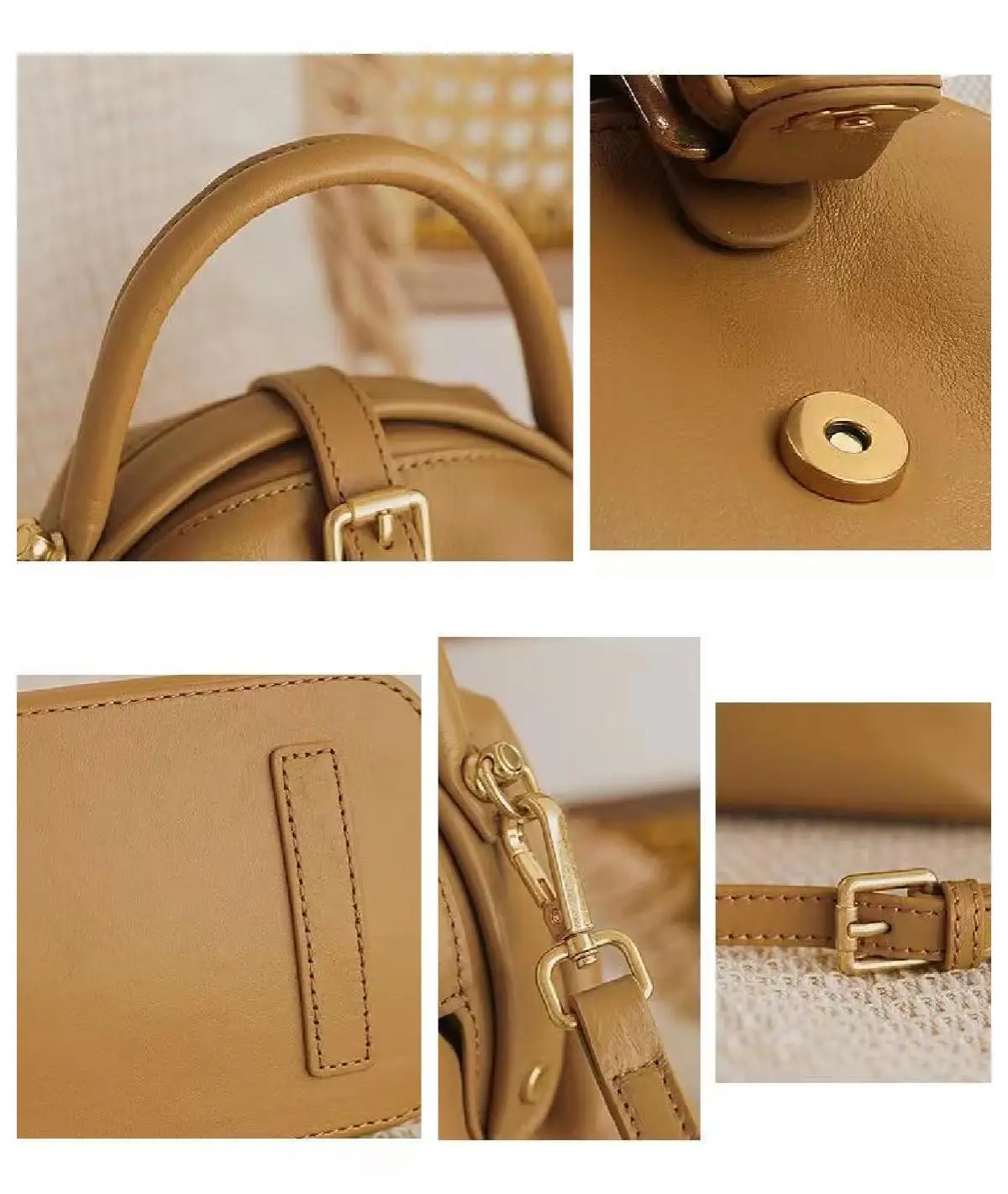 ANGENGRUI New Leather Women\'s Bag Vintage Magnetic Clasp Handbag Cowhide One Shoulder Messenger Bag