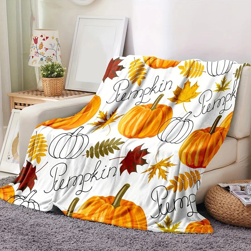 Halloween Pumpkin Ghost Printed Blankets for Kids Boys Girls Cozy Fleece Warm Living Room Sofa Bed Blankets for Home Office