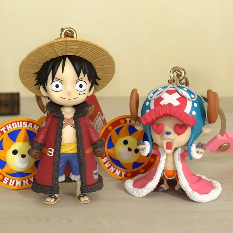 Kawaii One Piece Anime Figure Luffy Chopper Keychain Pendant Cute Bag Keychain Ornament Dolls Kids ChristmasToy Birthday Gifts