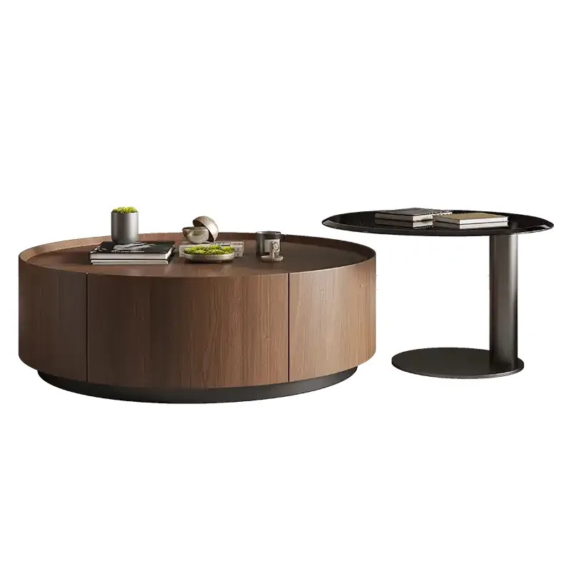 

Coffee table modern Italian minimalist household drawer walnut solid wood coffee table side table combination