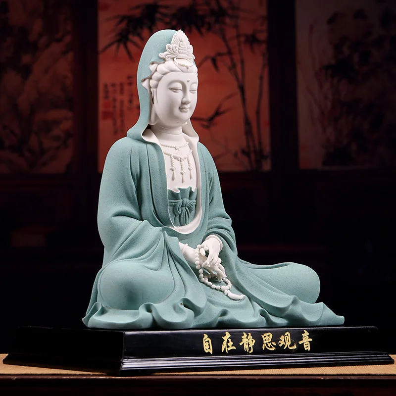 Cz zen ceramic guanyin bodhisattva buddha statue ornament - white porcelain meditative  statue for home  worship and display