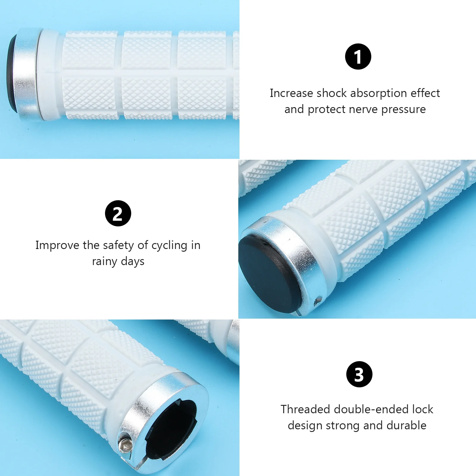 

1Pair Lockdown Handlebar Grips Anti-Skid Rubber Design Dual-End Screw Security Fit for Mountain Road Bike Cycling Rainy Weather