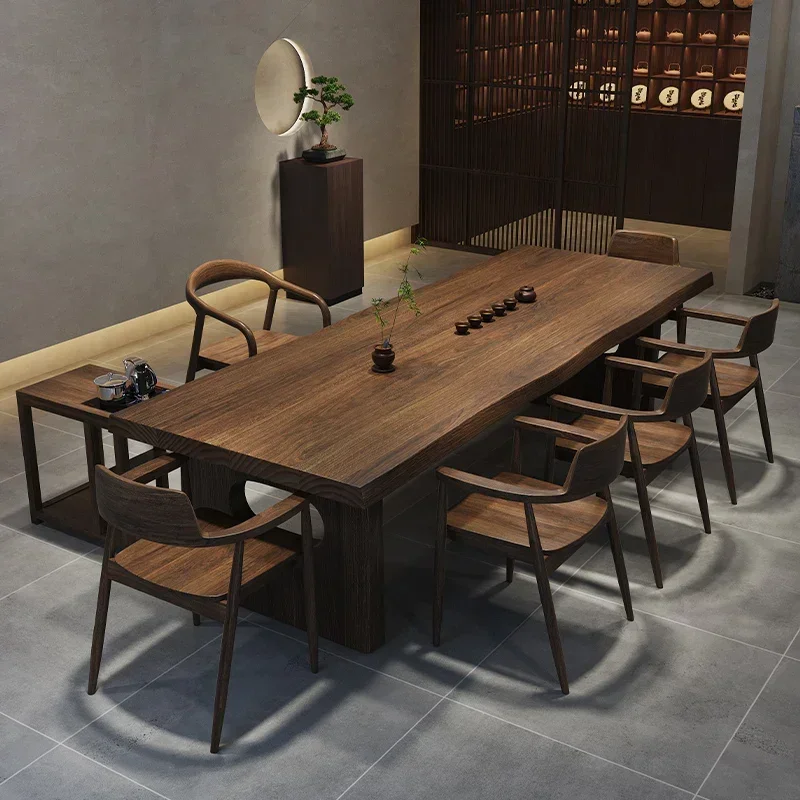 

Solid wood, table and chair combination, simple household new Chinese tea in the living room